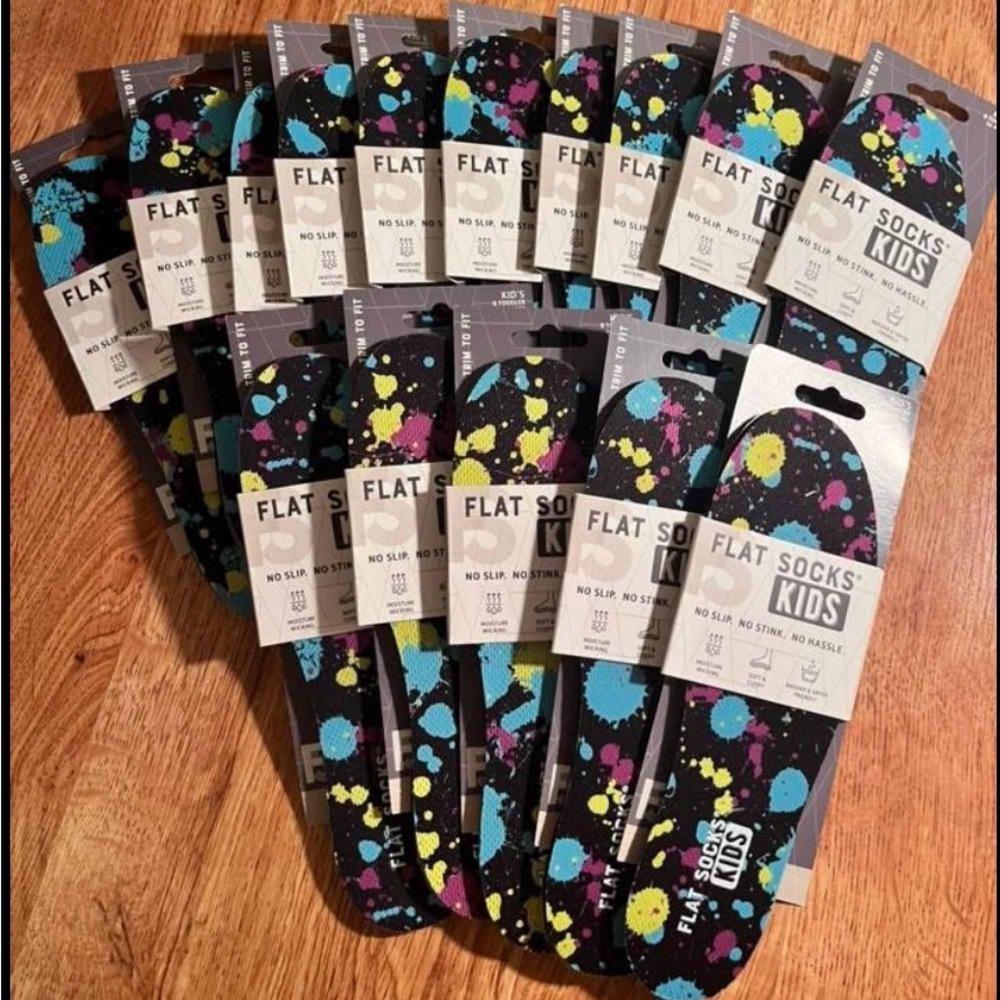 Kids No-Slip Socks - Black with Colorful Splashes